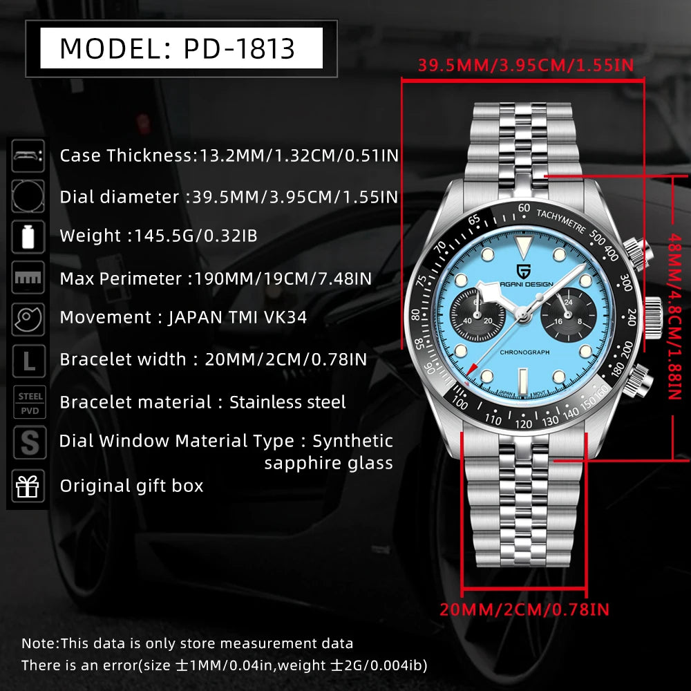 PAGANI DESIGN Men's Watches New BB Panda Luxury Quartz Watch Men Sport Chronograph Stainless Steel Sapphire Mirror Waterproof Michas.Zeithaus