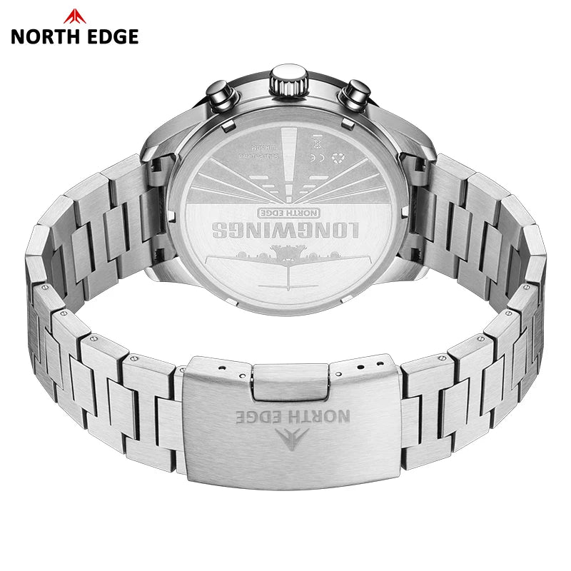 North Edge 2025 LONGWINGS Quartz Men Watch Waterproof 50M 316 Full Stainless Steel Luminous Pilot Watch Michas.Zeithaus